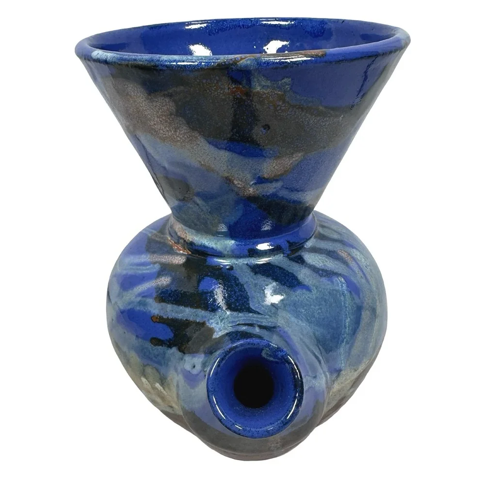 Carlos Marin Pottery Costa Rica Vandola Pour Coffee Set Blue Brown Glaze 4 Mugs